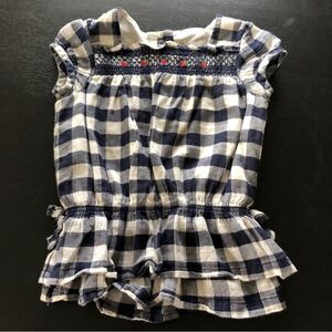 Janie and Jack Plaid Strawberry Sleeveless Dress Baby Girl‎ 6-12 Mos Navy White